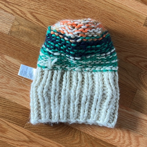 Free People Tide Stripe Knit Pom Beanie Ivory NWT main image 5